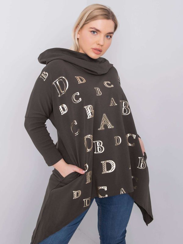 Fashionhunters Dark khaki sweatshirt plus size by Aina