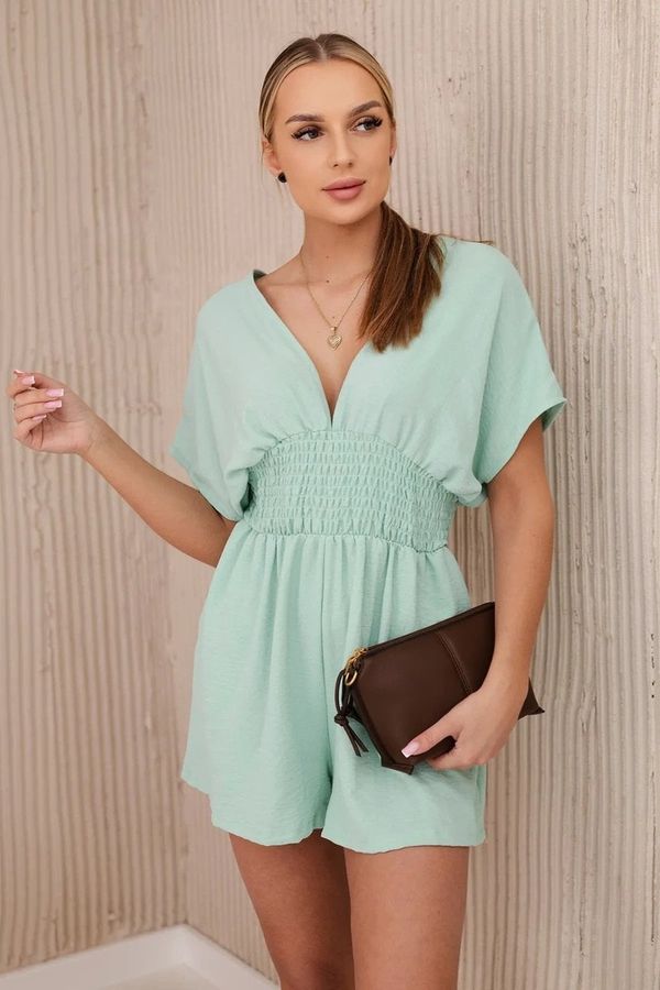 Kesi Dark mint jumpsuit with ruffled waistband