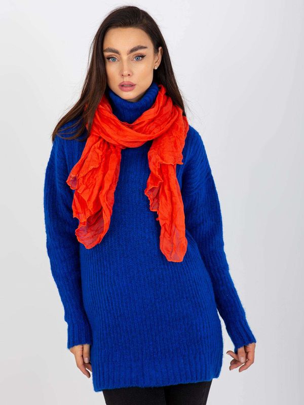 Fashionhunters Dark orange airy scarf with pleats