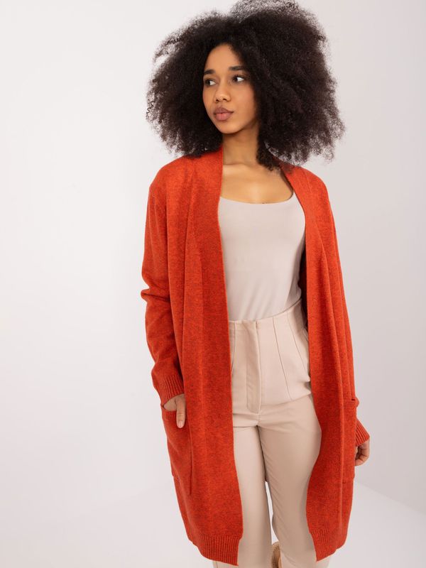 Fashionhunters Dark orange cardigan with cuffs