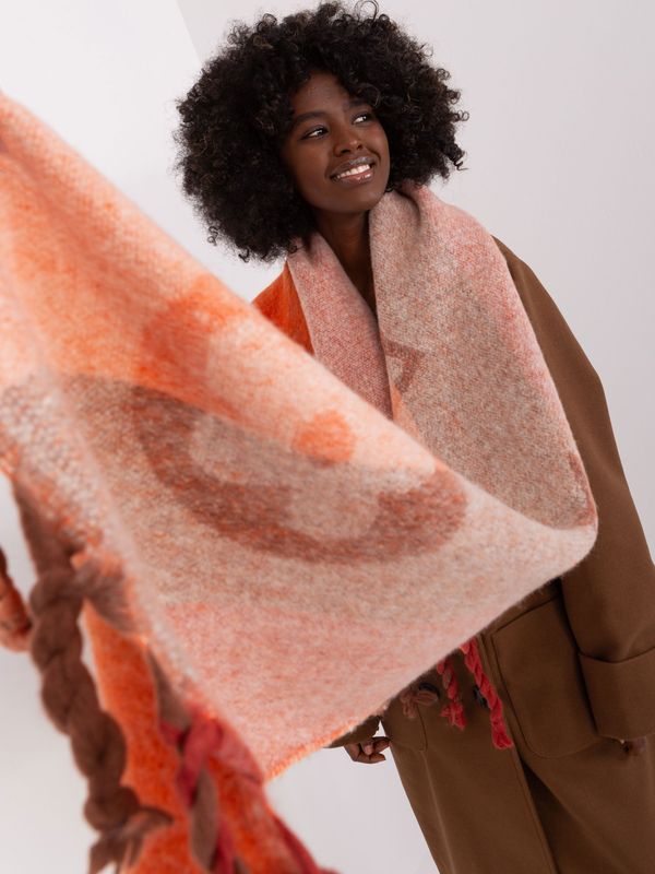 Fashionhunters Dark orange winter scarf with fringe