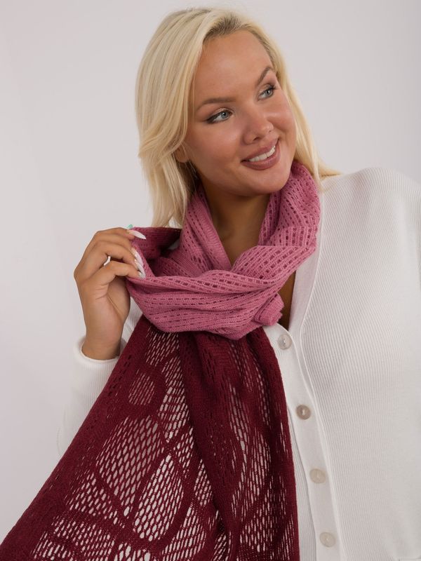 Fashionhunters Dark pink and burgundy women's scarf with cotton