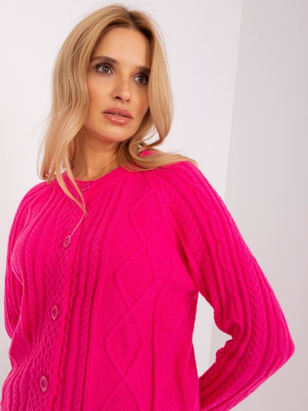 Fashionhunters Dark pink cardigan with cable