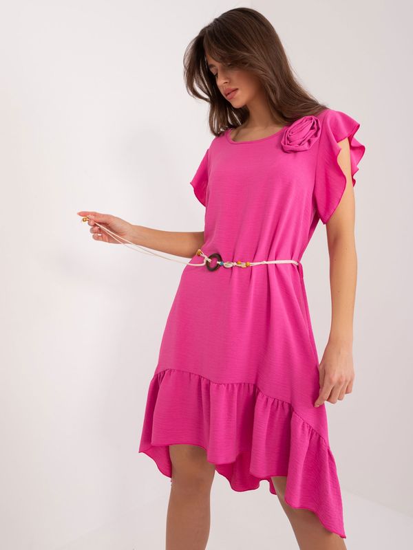 Fashionhunters Dark pink flared dress with ruffles