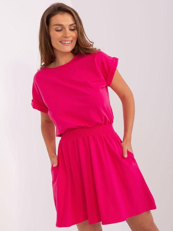 Fashionhunters Dark pink flowing basic dress from RUE PARIS