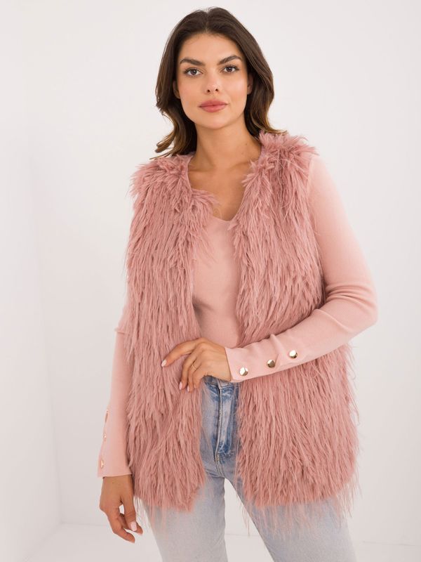 Fashionhunters Dark pink fur vest with lining