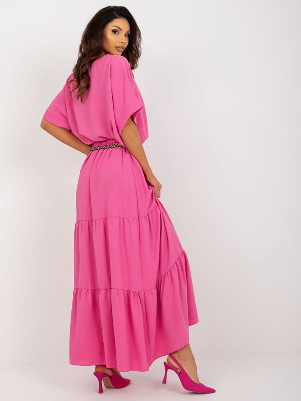 Fashionhunters Dark pink summer maxi skirt with ruffle