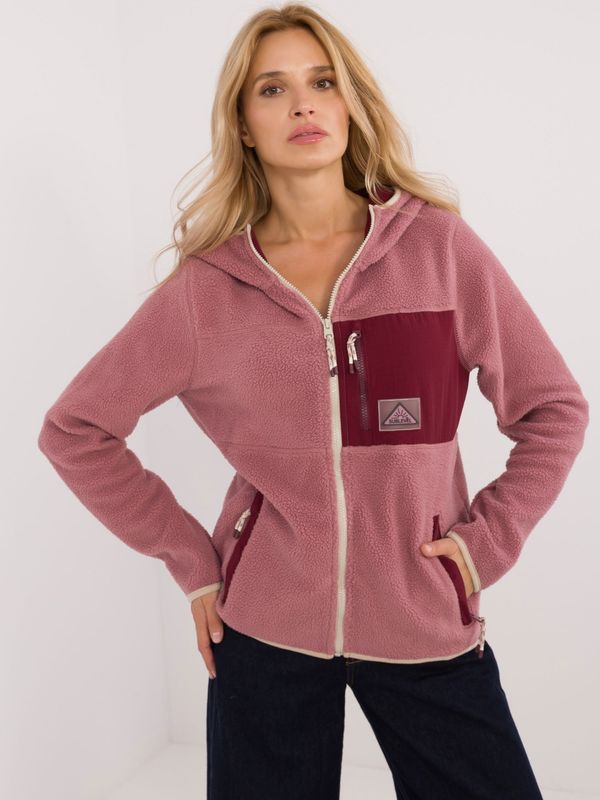 Fashionhunters Dark pink women's fleece sweatshirt with zipper SUBLEVEL