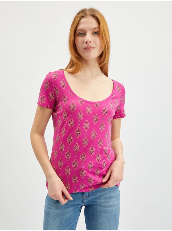 Orsay Dark pink women's patterned T-shirt ORSAY