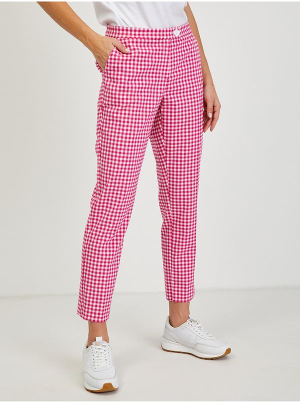 Orsay Dark pink women's plaid trousers ORSAY