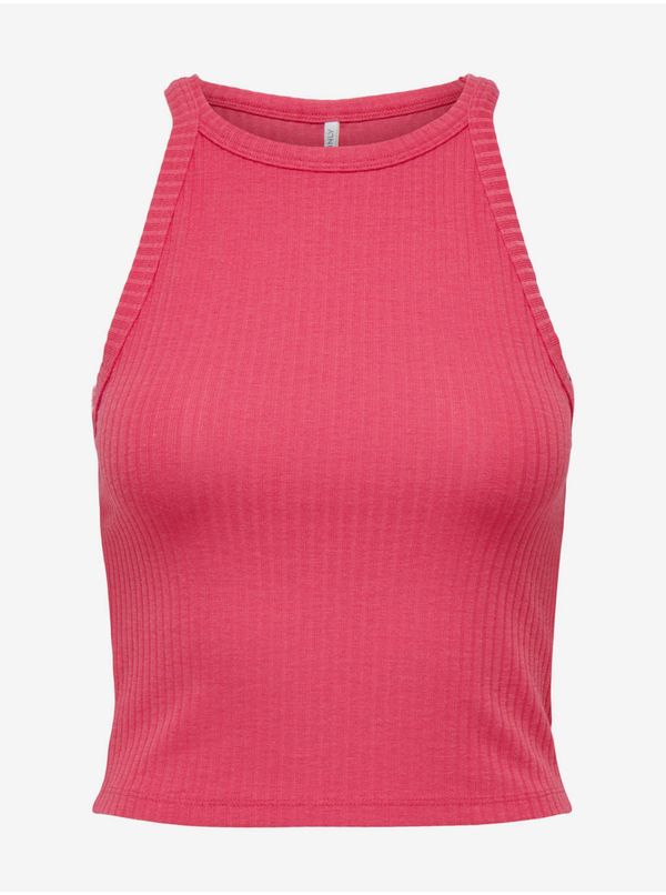 Only Dark pink Womens Ribbed Basic Top ONLY Emma - Women