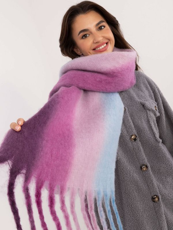 Fashionhunters Dark purple and blue winter scarf ombre