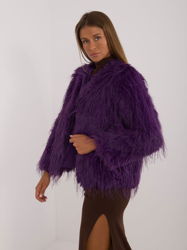 Fashionhunters Dark purple eco-fur jacket