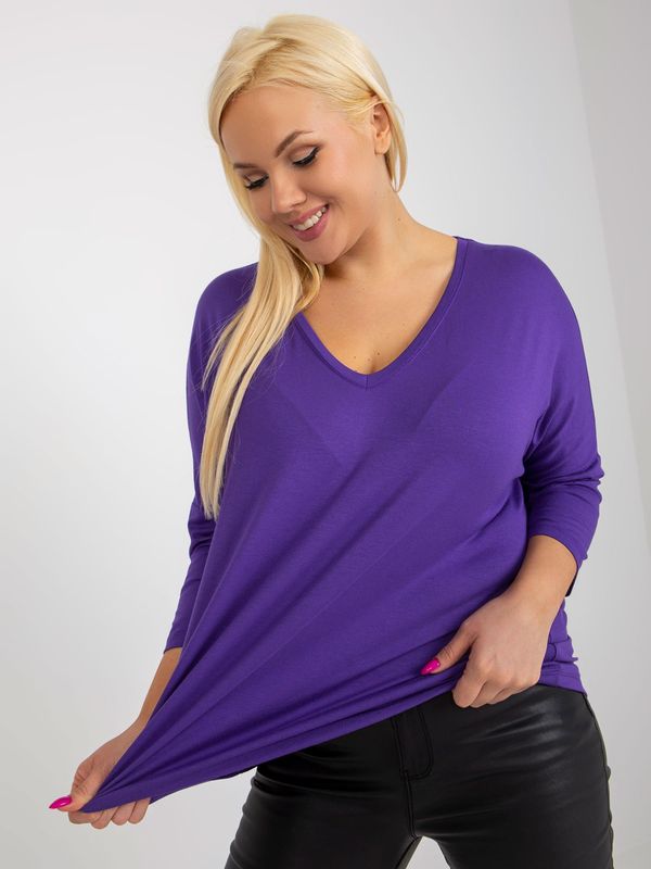 Fashionhunters Dark purple loose basic plus size blouse