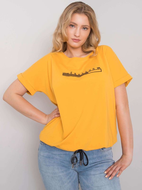 Fashionhunters Dark yellow blouse plus size by Mavis