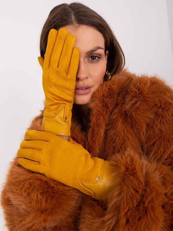Fashionhunters Dark yellow elegant women's gloves