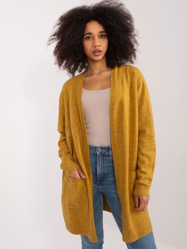 Fashionhunters Dark yellow viscose cardigan