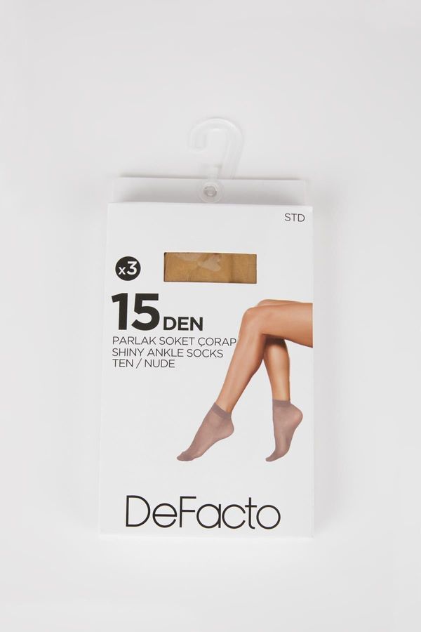 DEFACTO DEFACTO 15 Den Fit Women's 3-Piece Short Thin Socks