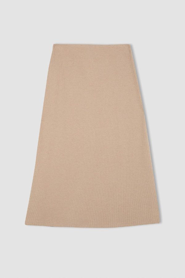 DEFACTO DEFACTO A Cut Elastic Waist Basic Plain Normal Waist Maxi Skirt