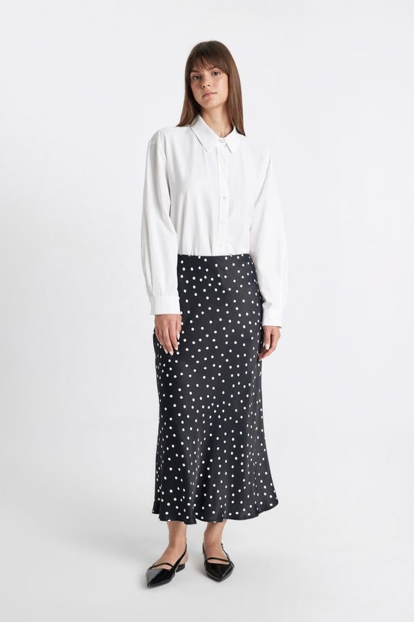 DEFACTO DEFACTO A Cut High Waist Polka Dot Patterned Long/Maxi Length 100% Satin Skirt