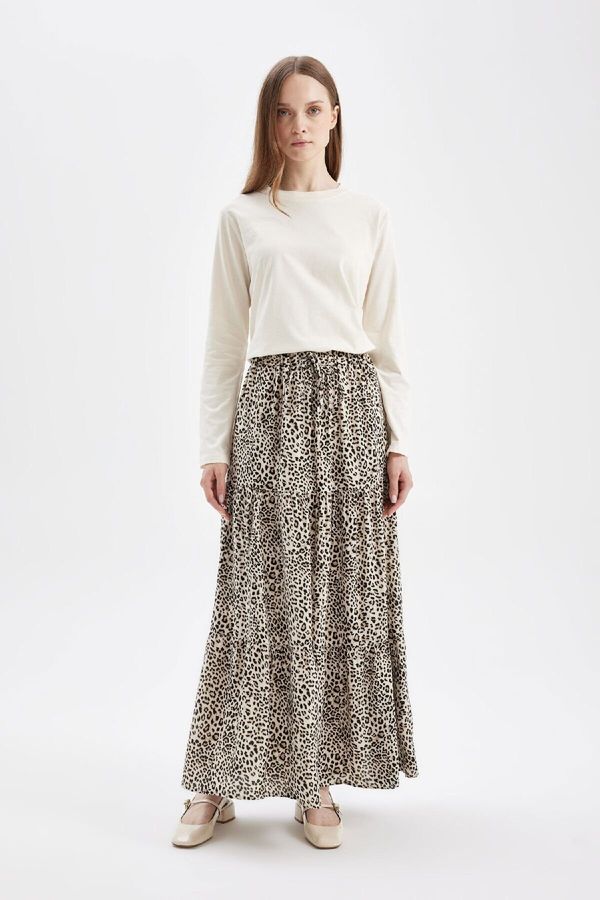 DEFACTO DEFACTO A Cut Leopard Patterned Flounce Long/Maxi Length Skirt