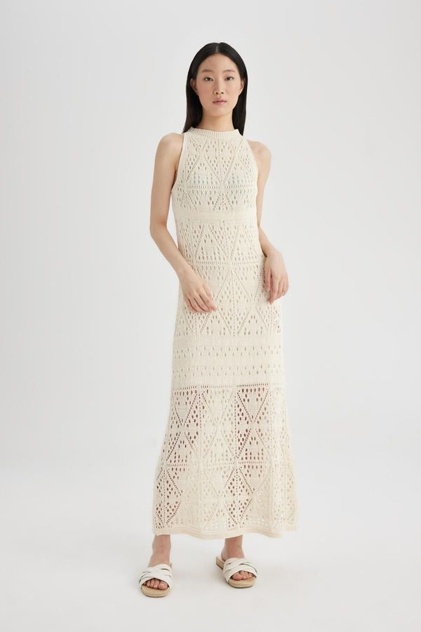 DEFACTO DEFACTO A-Line Barbell Neck Crochet Sleeveless Maxi Dress