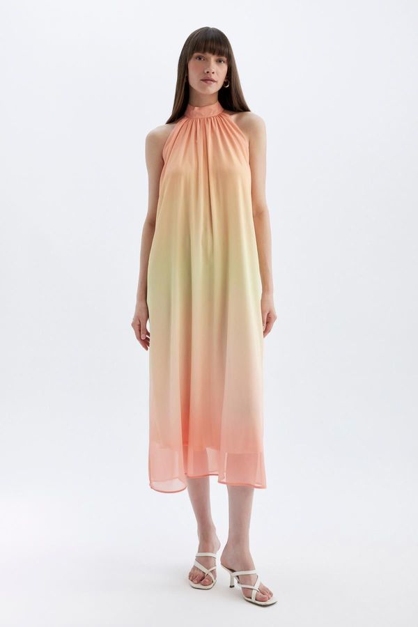 DEFACTO DEFACTO A-Line Halter Neck Gradient Chiffon Sleeveless Maxi Dress