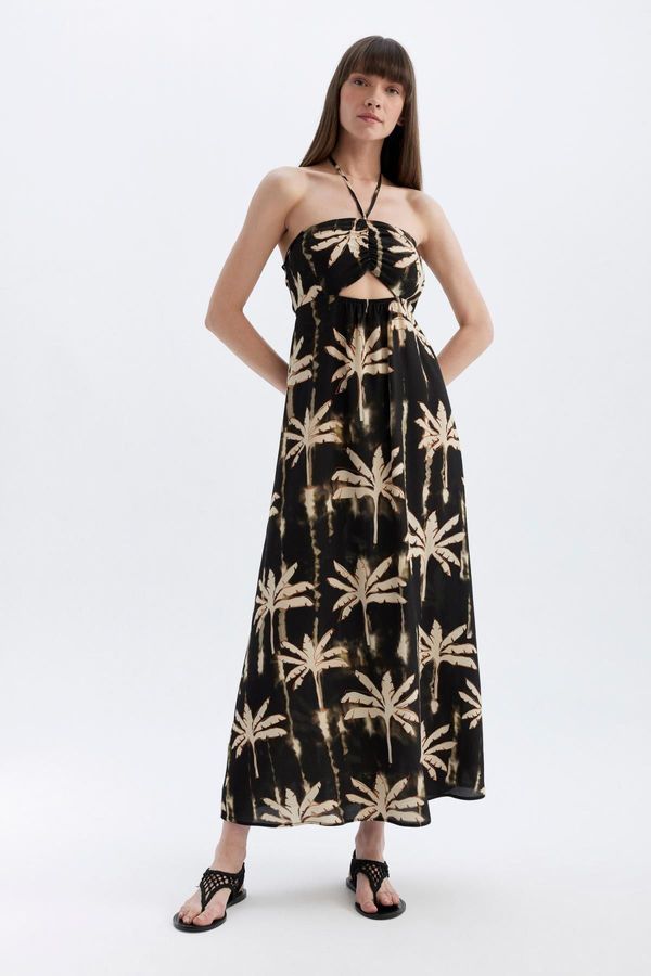 DEFACTO DEFACTO A-Line Neck Patterned Moroccan Maxi Dress