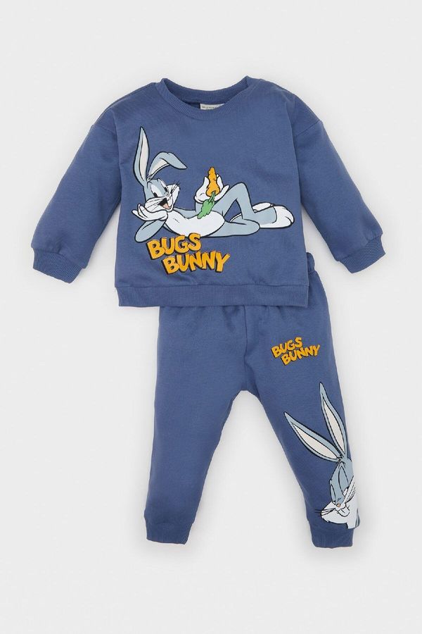 DEFACTO DEFACTO Baby Boy 2-Piece Set Looney Tunes Crew Neck Sweatshirt Elastic Waist Tracksuit Bottoms