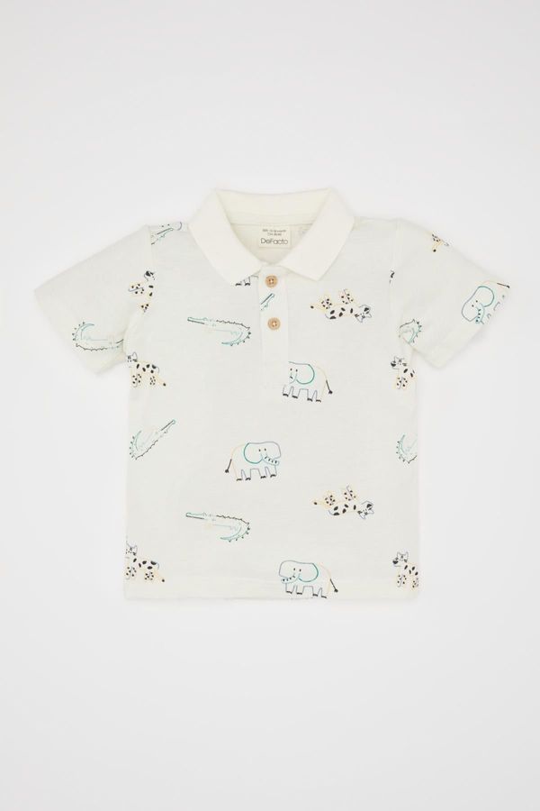 DEFACTO DEFACTO Baby Boy Animal Patterned Pique Short Sleeve Polo T-Shirt