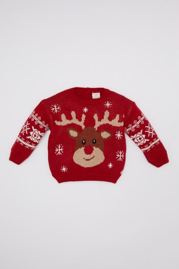 DEFACTO DEFACTO Baby Boy Christmas Themed Knitted Sweater