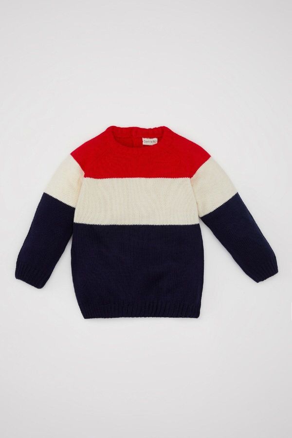 DEFACTO DEFACTO Baby Boy Crew Neck Color Block Knitwear Sweater