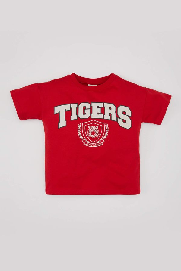 DEFACTO DEFACTO Baby Boy Crew Neck Tiger Pattern Short Sleeve T-Shirt