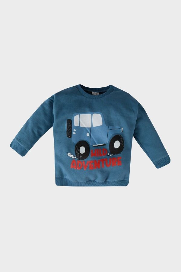 DEFACTO DEFACTO Baby Boy Crew Neck Vehicle Printed Sweatshirt