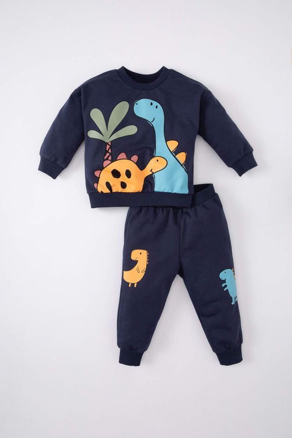 DEFACTO DEFACTO Baby Boy Dinosaur Printed Sweatshirt Sweatpants 2 Piece Set
