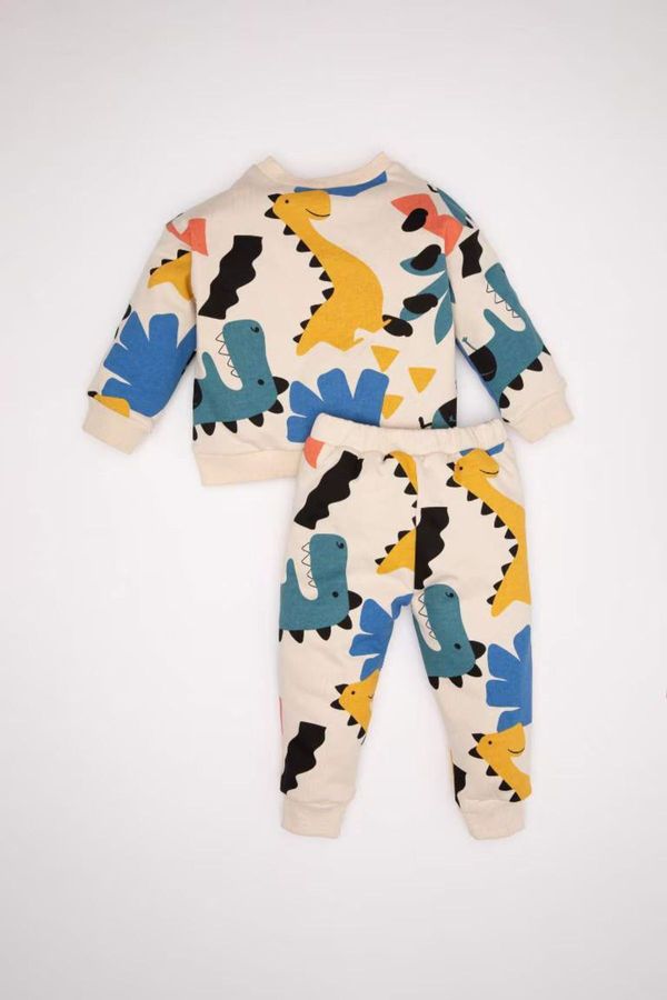 DEFACTO DEFACTO Baby Boy Dinosaur Printed Sweatshirt Tracksuit Bottom 2-Piece Set