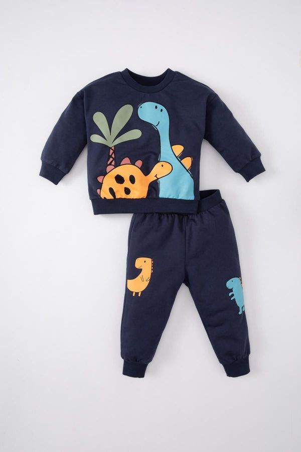 DEFACTO DEFACTO Baby Boy Dinosaur Printed Sweatshirt Tracksuit Bottoms 2-Piece Set