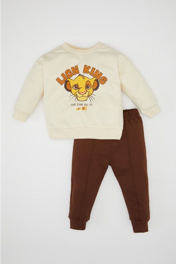 DEFACTO DEFACTO Baby Boy Disney Lion King Thin Sweatshirt Tracksuit Bottom 2-Piece Set