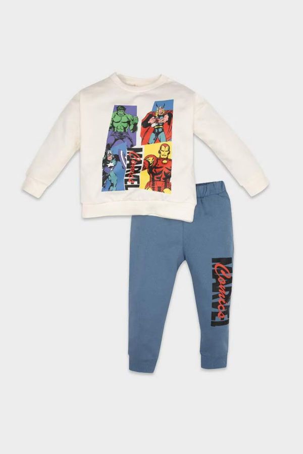 DEFACTO DEFACTO Baby Boy Marvel Sweatshirt Tracksuit Bottom 2-Piece Set