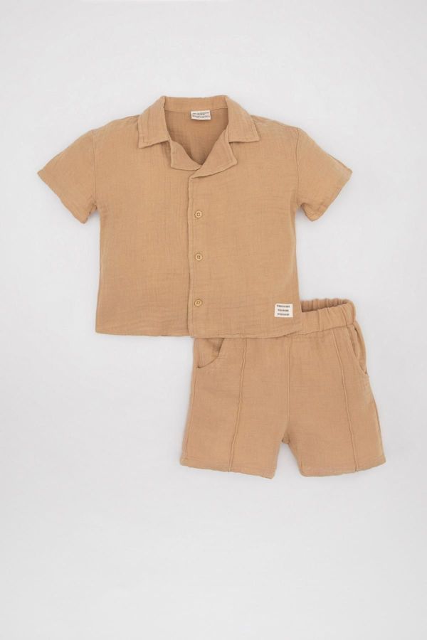 DEFACTO DEFACTO Baby Boy Muslin Short Sleeve Shirt Shorts 2 Piece Set