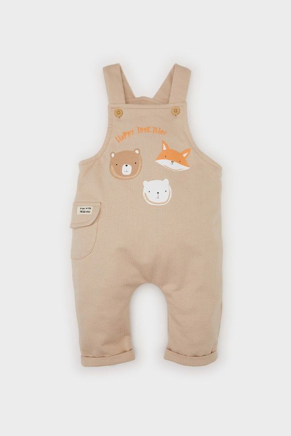 DEFACTO DEFACTO Baby Boy Newborn Bear Printed Thin Sweatshirt Fabric Overalls