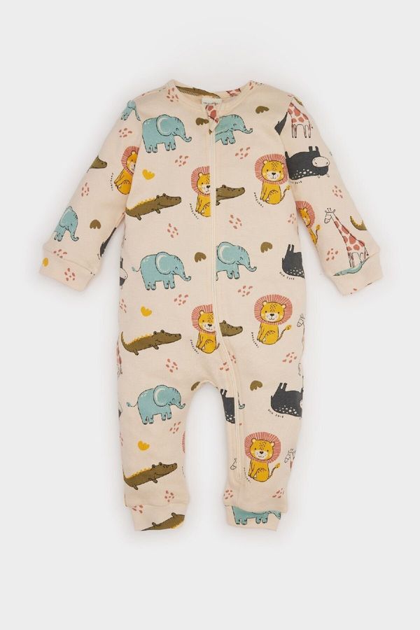 DEFACTO DEFACTO Baby Boy Newborn Safari Printed Jumpsuit