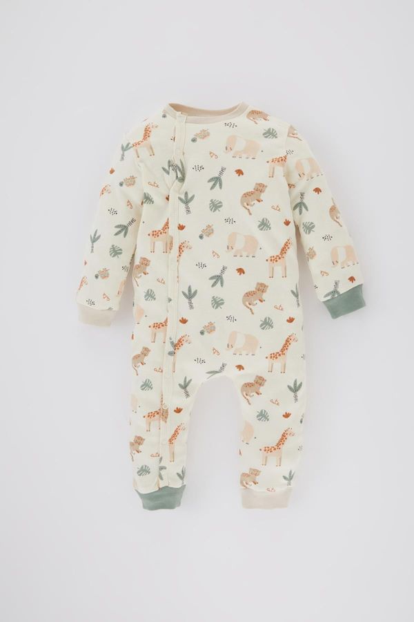 DEFACTO DEFACTO Baby Boy Newborn Safari Printed Long Sleeve Jumpsuit