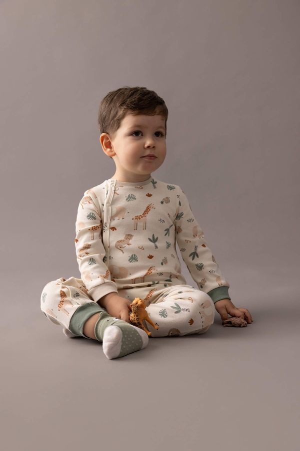 DEFACTO DEFACTO Baby Boy Newborn Safari Printed Premium Jumpsuit