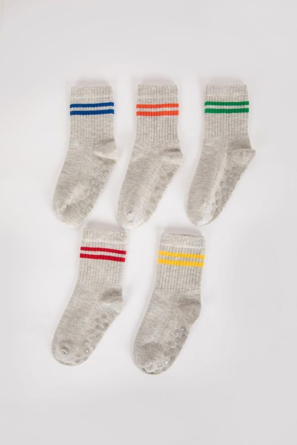 DEFACTO DEFACTO Baby Boy Non-Slip Sole 5-Pack Cotton Long Socks