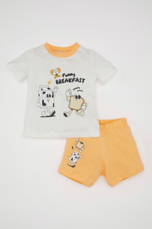 DEFACTO DEFACTO Baby Boy Pajama Set Cotton Printed Short Sleeve Top Shorts