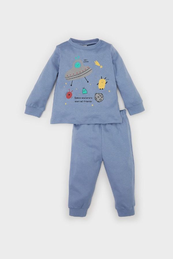 DEFACTO DEFACTO Baby Boy Pajama Set Printed Long Sleeve Top Elastic Waist Bottom