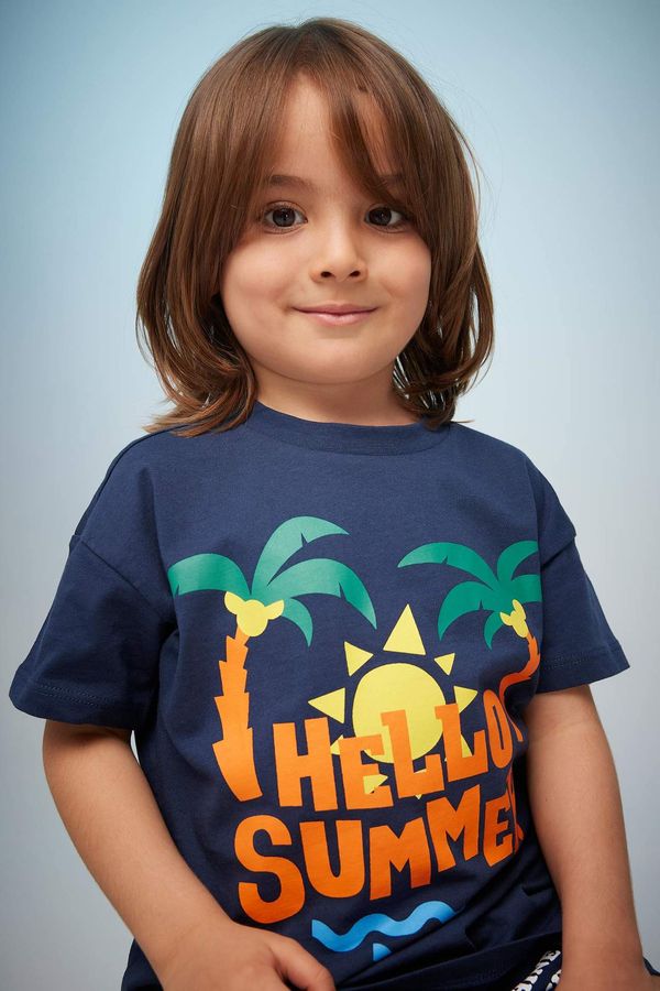 DEFACTO DEFACTO Baby Boy Palm Pattern Short Sleeve T-Shirt
