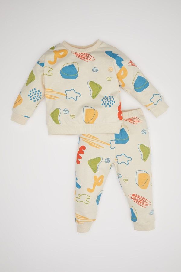 DEFACTO DEFACTO Baby Boy Patterned Thin Sweatshirt Bottom 2-Piece Set