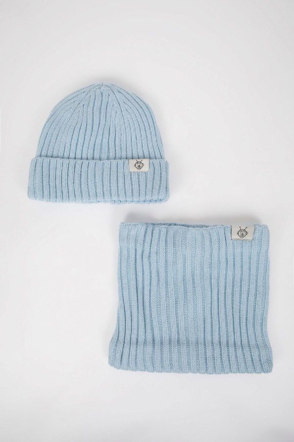 DEFACTO DEFACTO Baby Boy Polar Fleece Neck Warmer Beanie 2-Piece Set